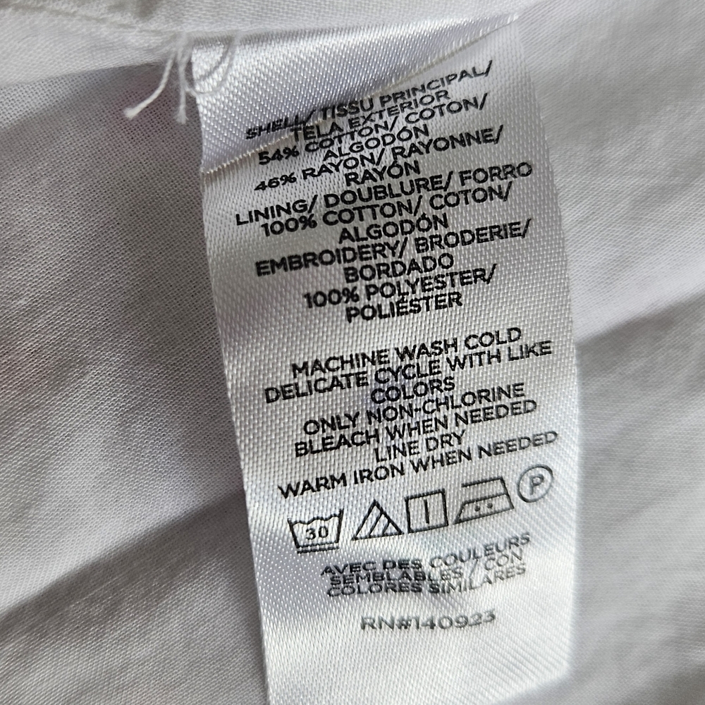 LOFT dotted embroidered v neck tiered swing mini dress, xs, white - Picture 11 of 11